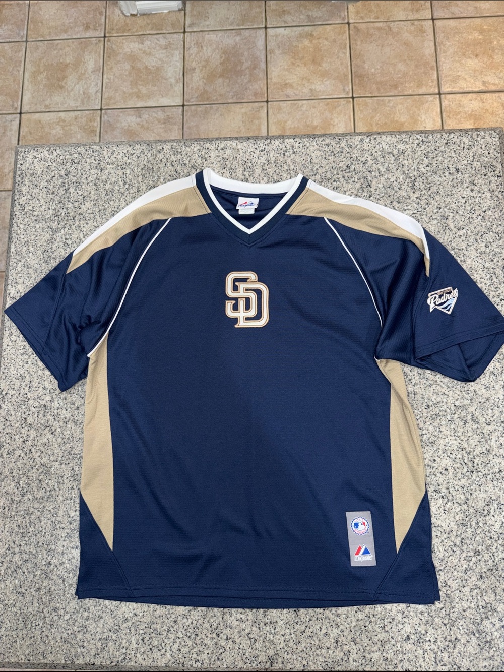 Majestic Navy and Tan San Diego Padres Mesh Jersey - Men